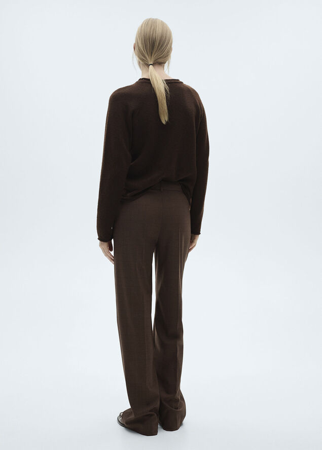 MANGO Straight checked trousers Light beige