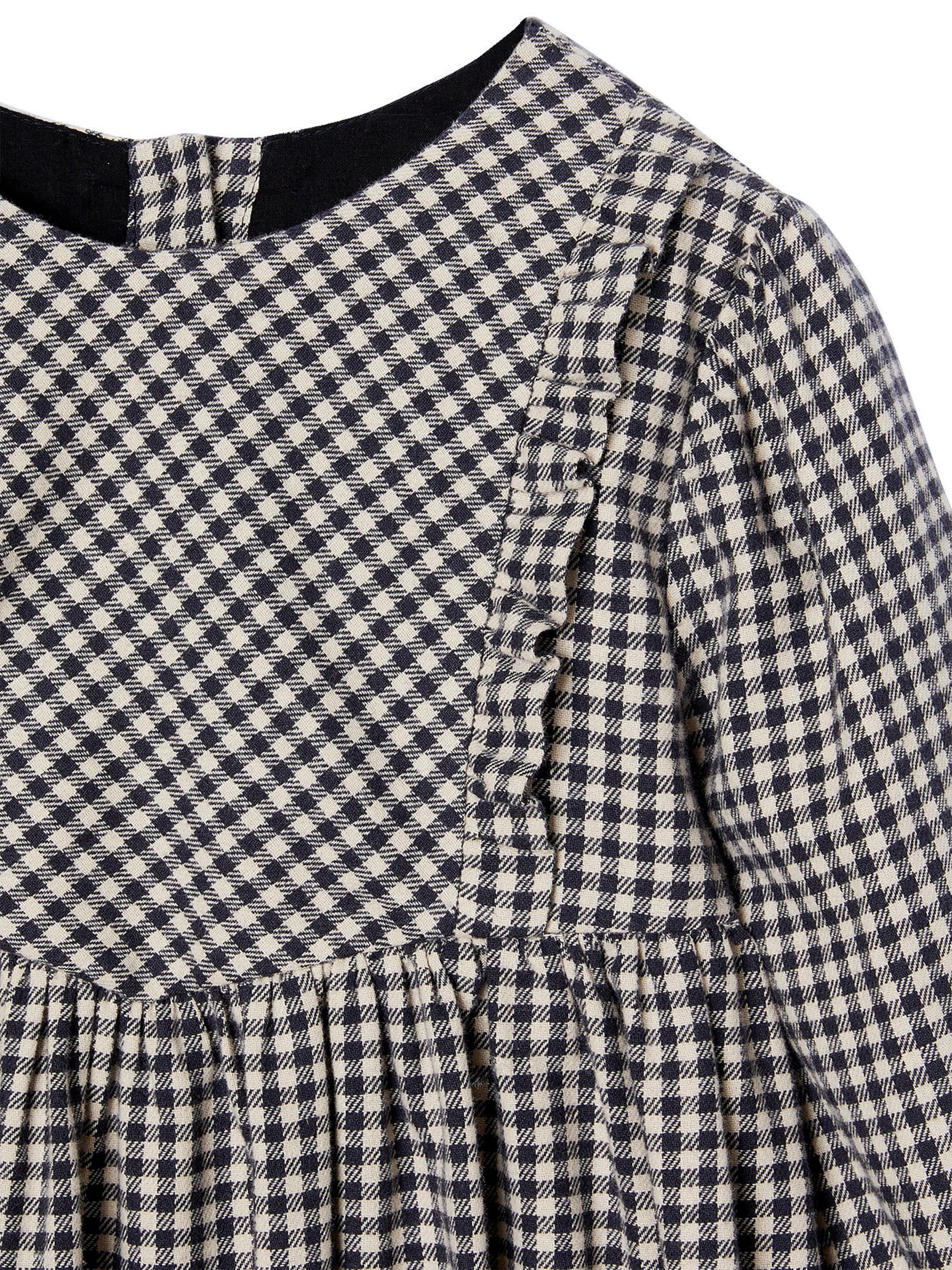 Vertbaudet Mädchen Volantkleid mit Vichykaro grau kariert