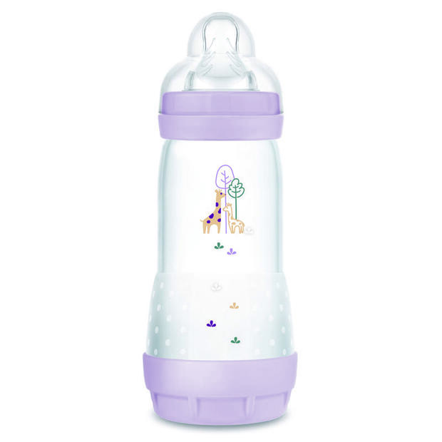 Biberon anti colique 320mL dès 4 mois Planet Love - Lilas - MAM
