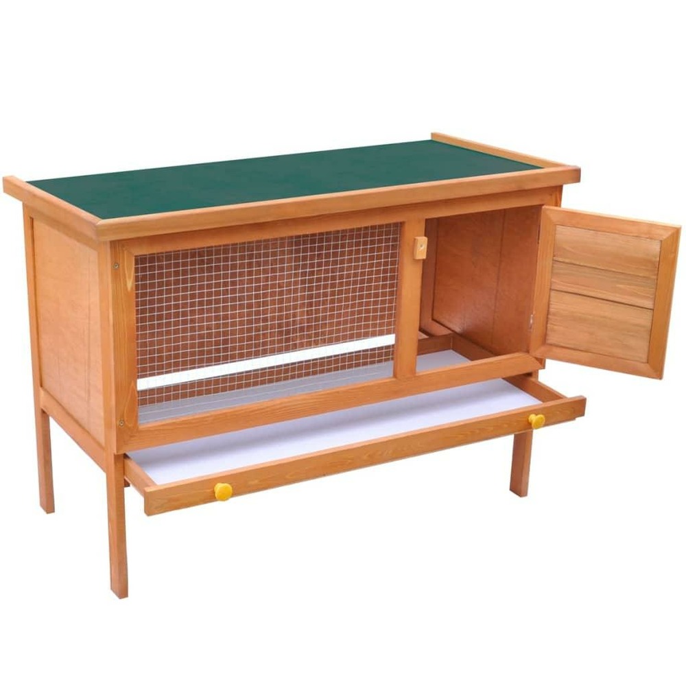 Clapier d'extérieur enclos pour petits animaux 90 x 45 x 65,5 cm 1 niveau bois