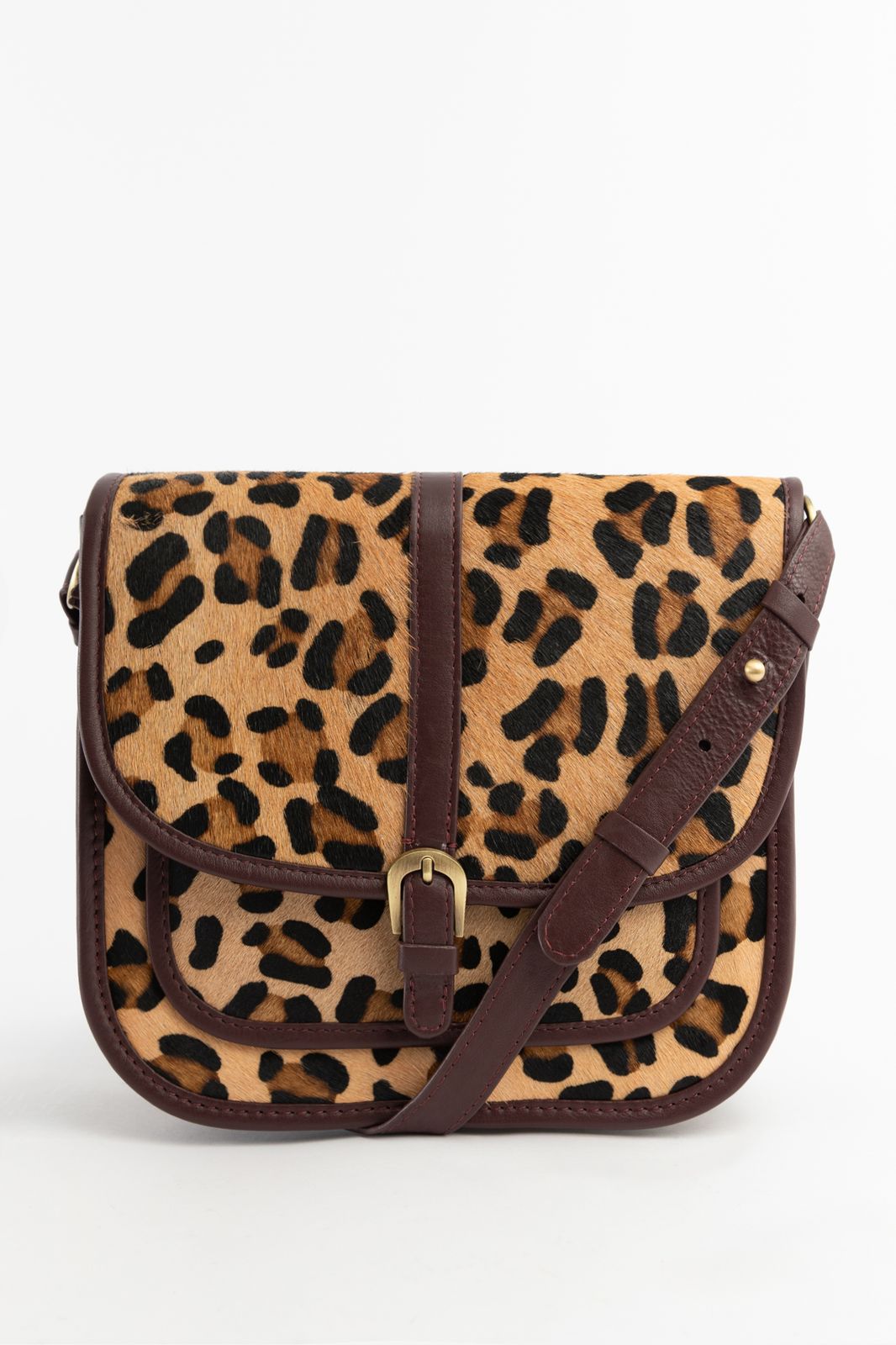 Bruine crossbody tas met leopard