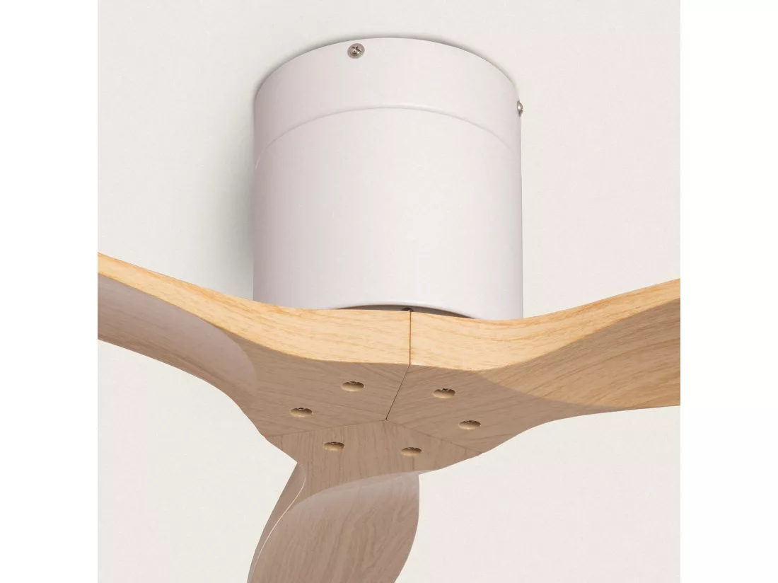 Ventilateur de Plafond Silencieux Angistri Blanc 132cm Motor DC Bois clair Télécommande Sans lumière Non