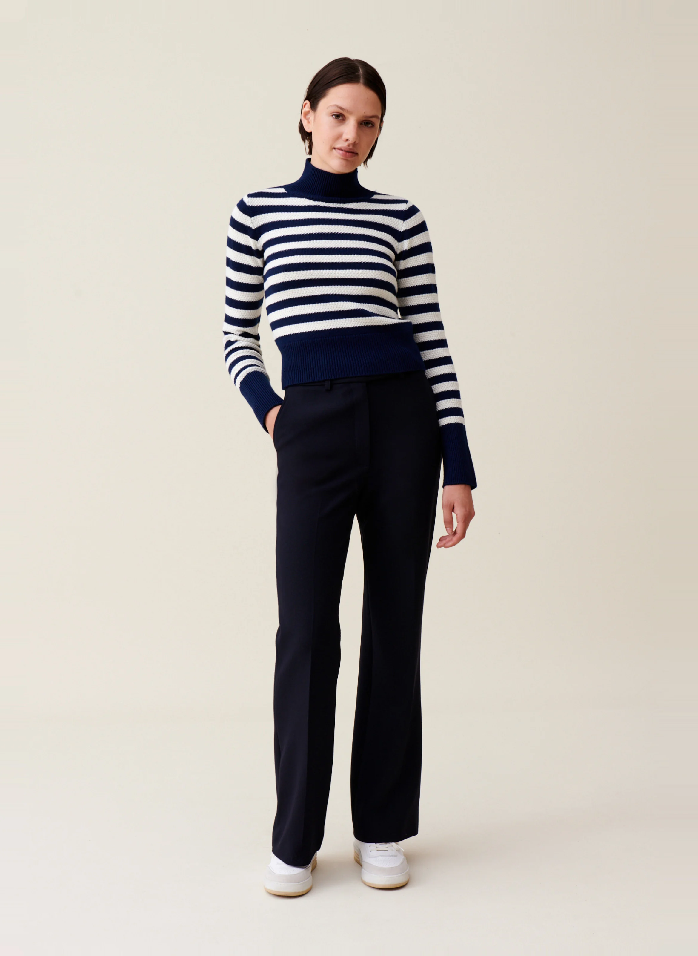 Pull marinière col montant | Multicolore