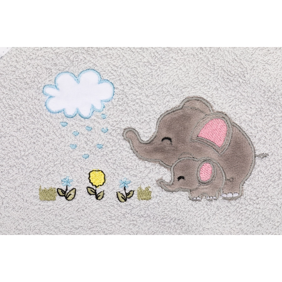 fillikid Kapuzenbadetuch Elefant grau 75x75 cm