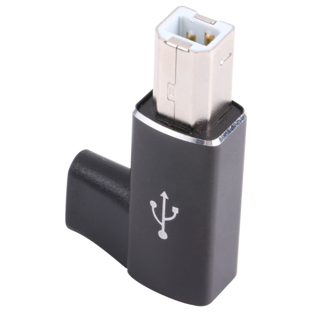 USB C auf USB B 2.0 MIDI 90° Winkel Adapter Musik Konverter Stecker für E-Instrumente / Drucker / Scanner /  Festplatten - Schwarz