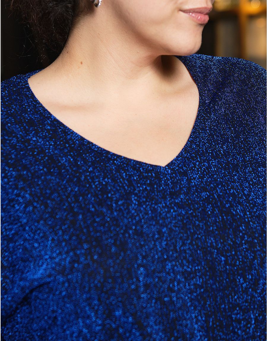 T-shirt drapé chic bleu