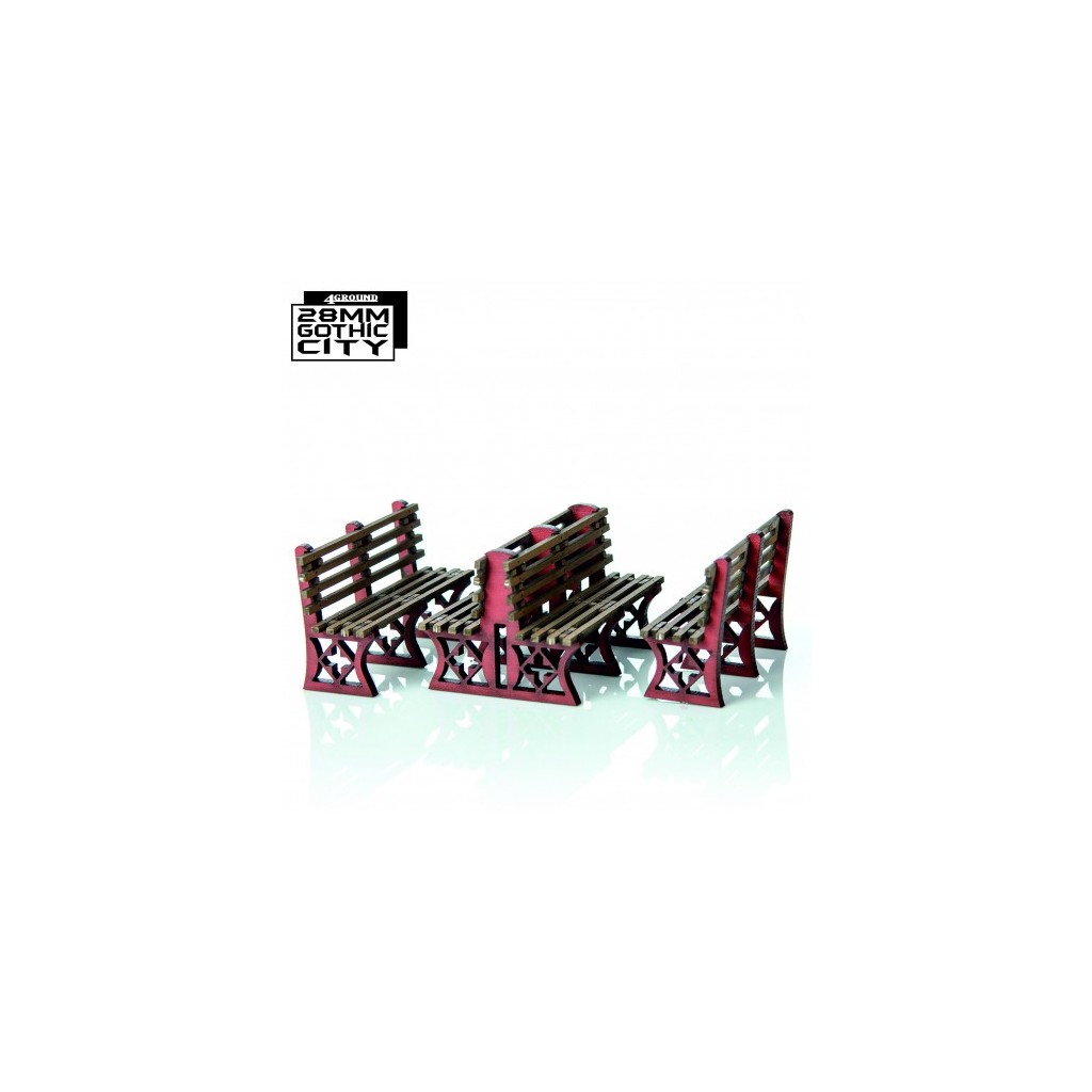 Red Iron Frame Benches