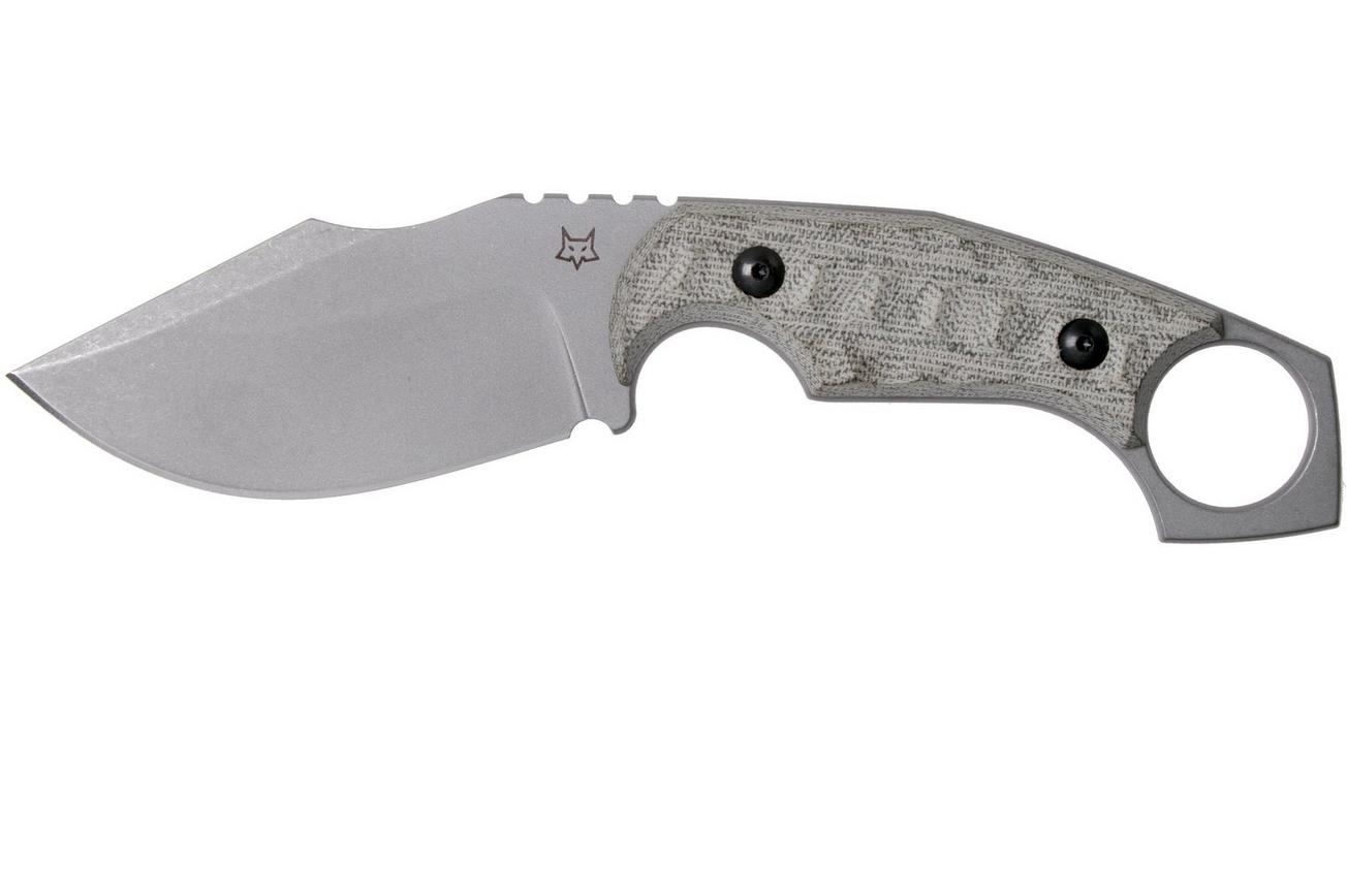 Fox Knives Monkey Thumper FX-633MOD OD Green Canvas Micarta vaststaand mes, Ken Vehikite design