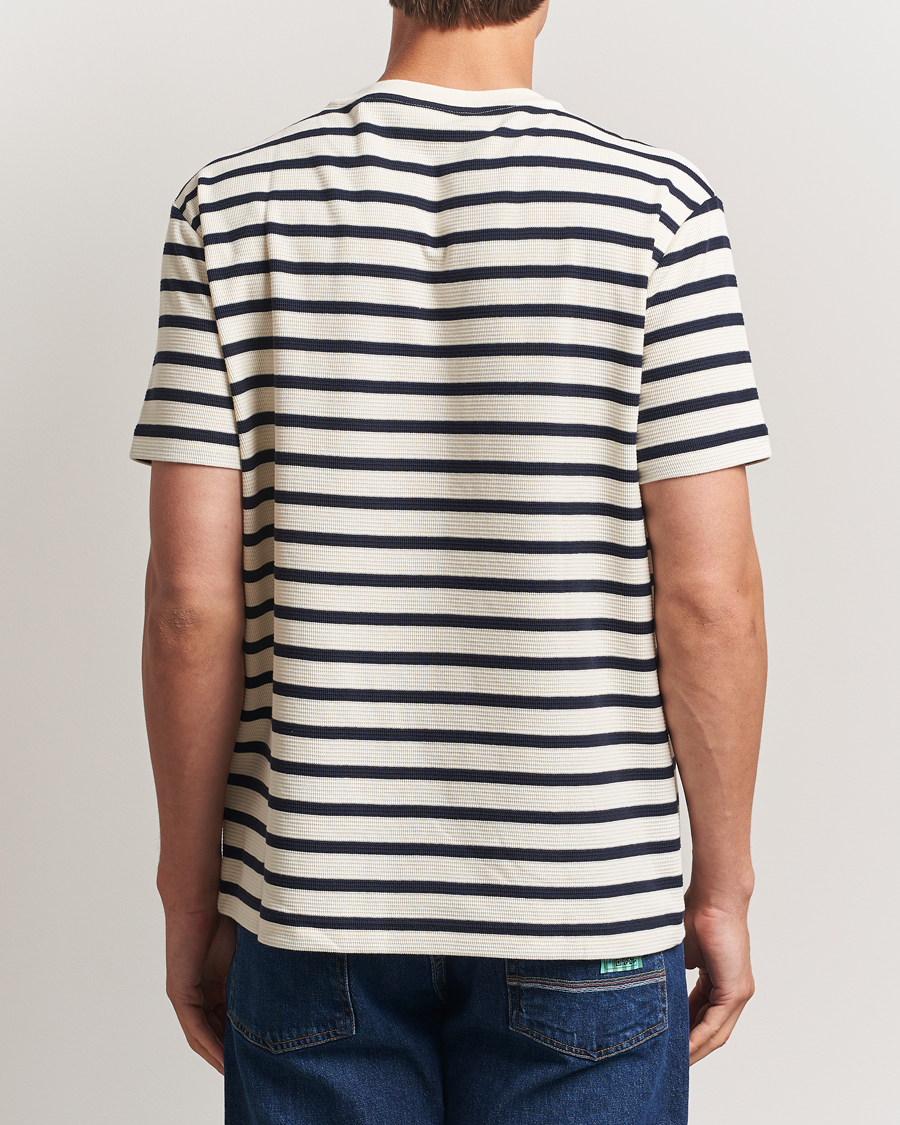 GANT Waffle Textured Striped T-Shirt Cream