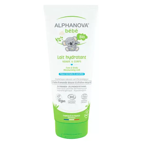 Loção hidratante orgânica para rosto e corpo Alphanova Baby 200ml