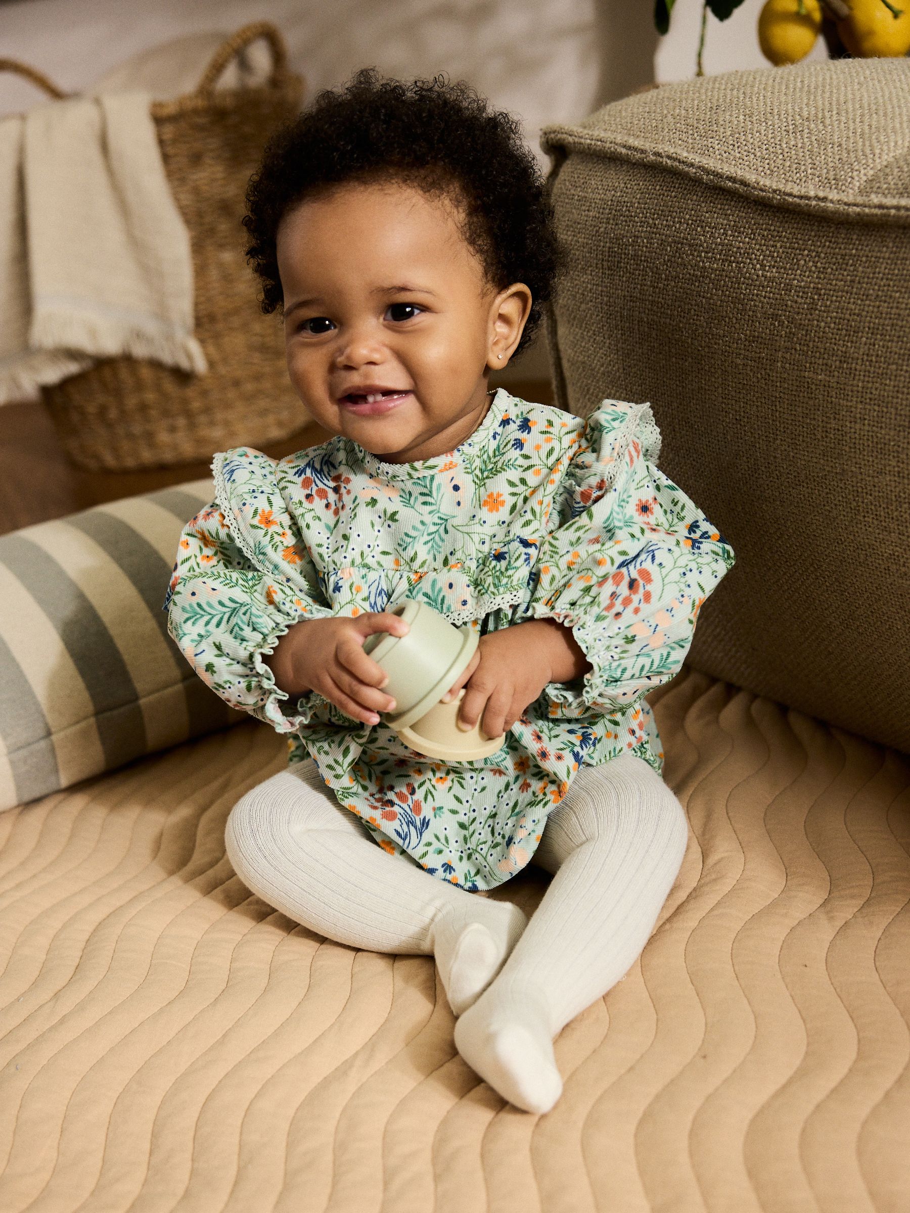 Groen bloemmotief - Babyrompers met bloemenprint Set 2 -delig met maillot (0mnd -3jr)