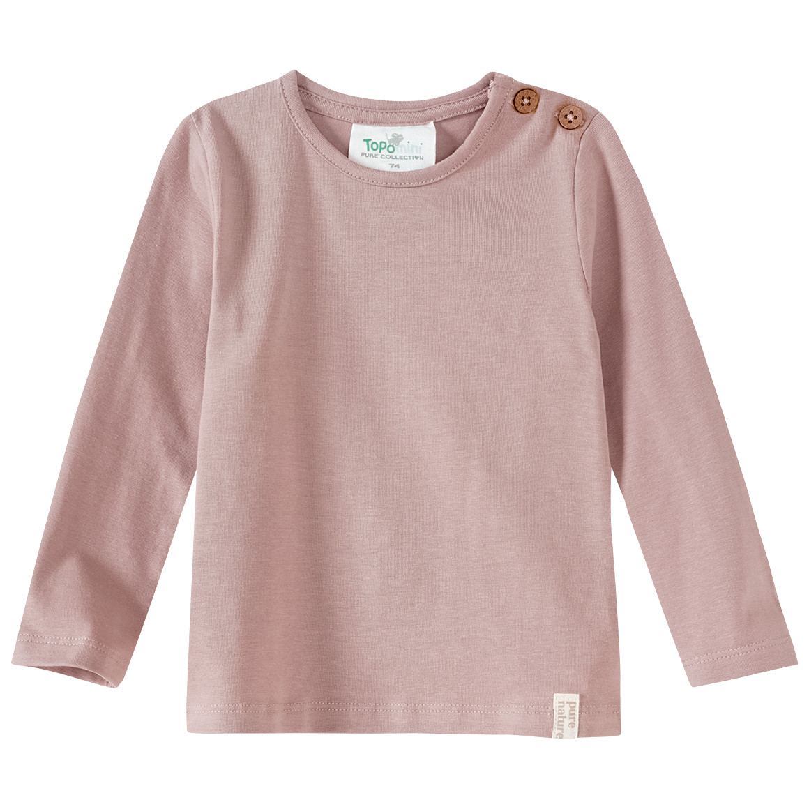 Topomini Pure Collection 2 Baby Langarmshirts mit Blümchen hellbeige / puderrosa