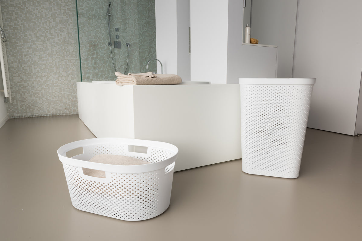 Curver Infinity Recycled Wasmand met deksel - 60L - 2 stuks - Wit