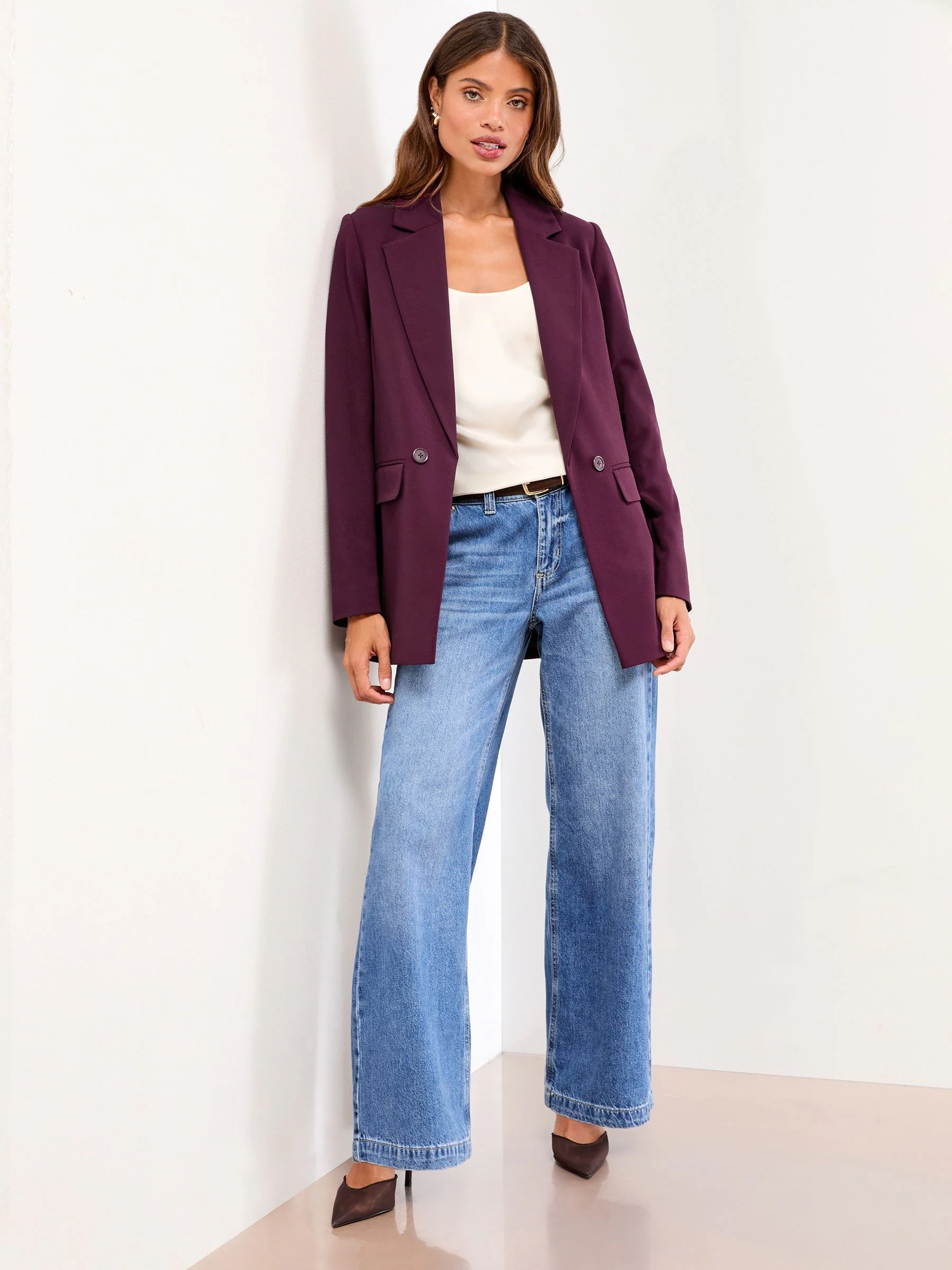 Bordeauxrood - Lipsy - Relaxte lange maatsnitblazer
