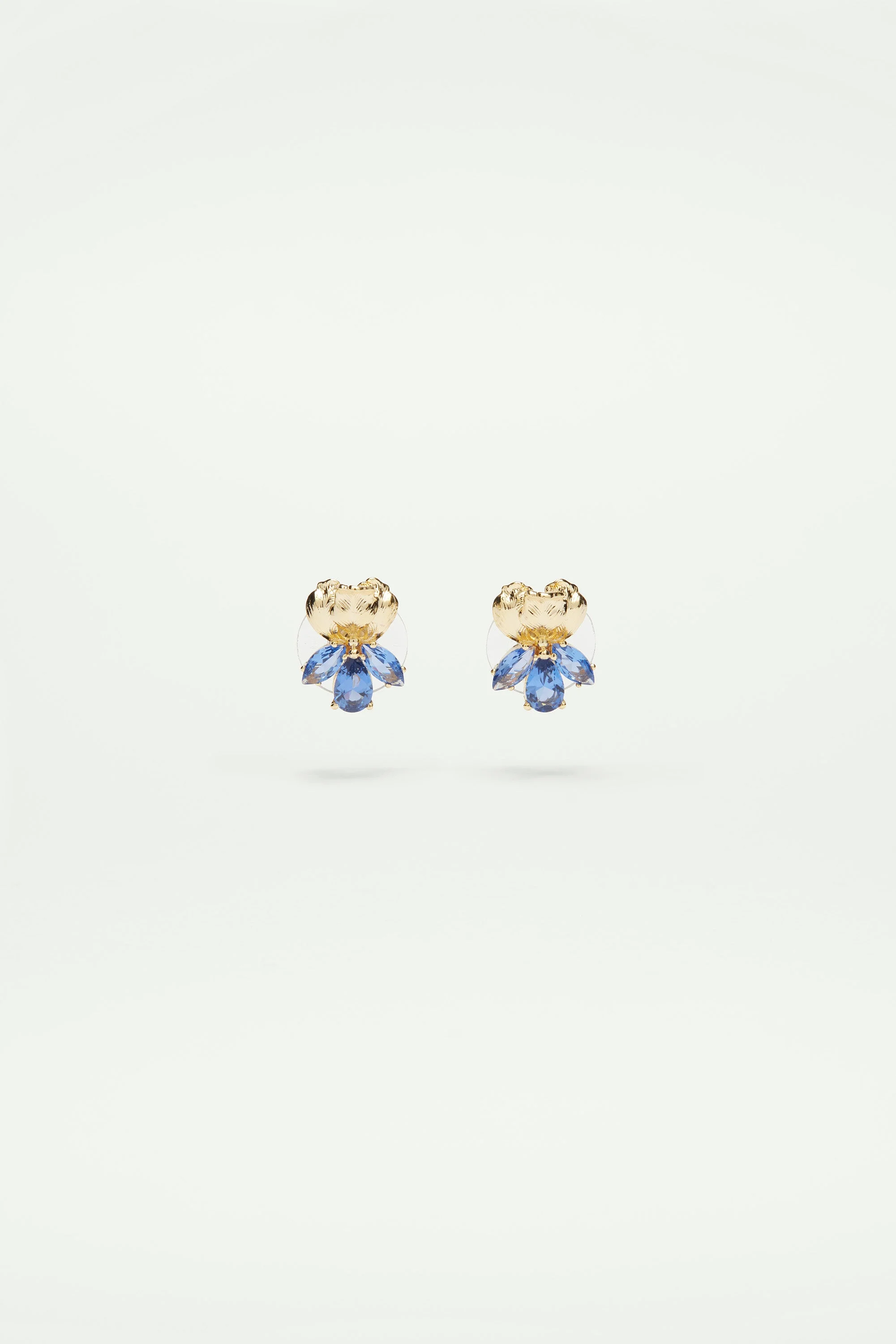 Boucles d'oreilles iris doré et cristal bleu | Bleu