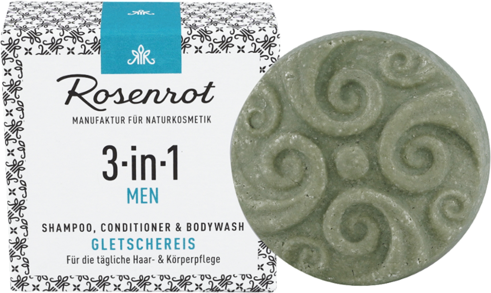 Rosenrot  ShampooBit® MEN 3in1 Gletschereis, 55 g