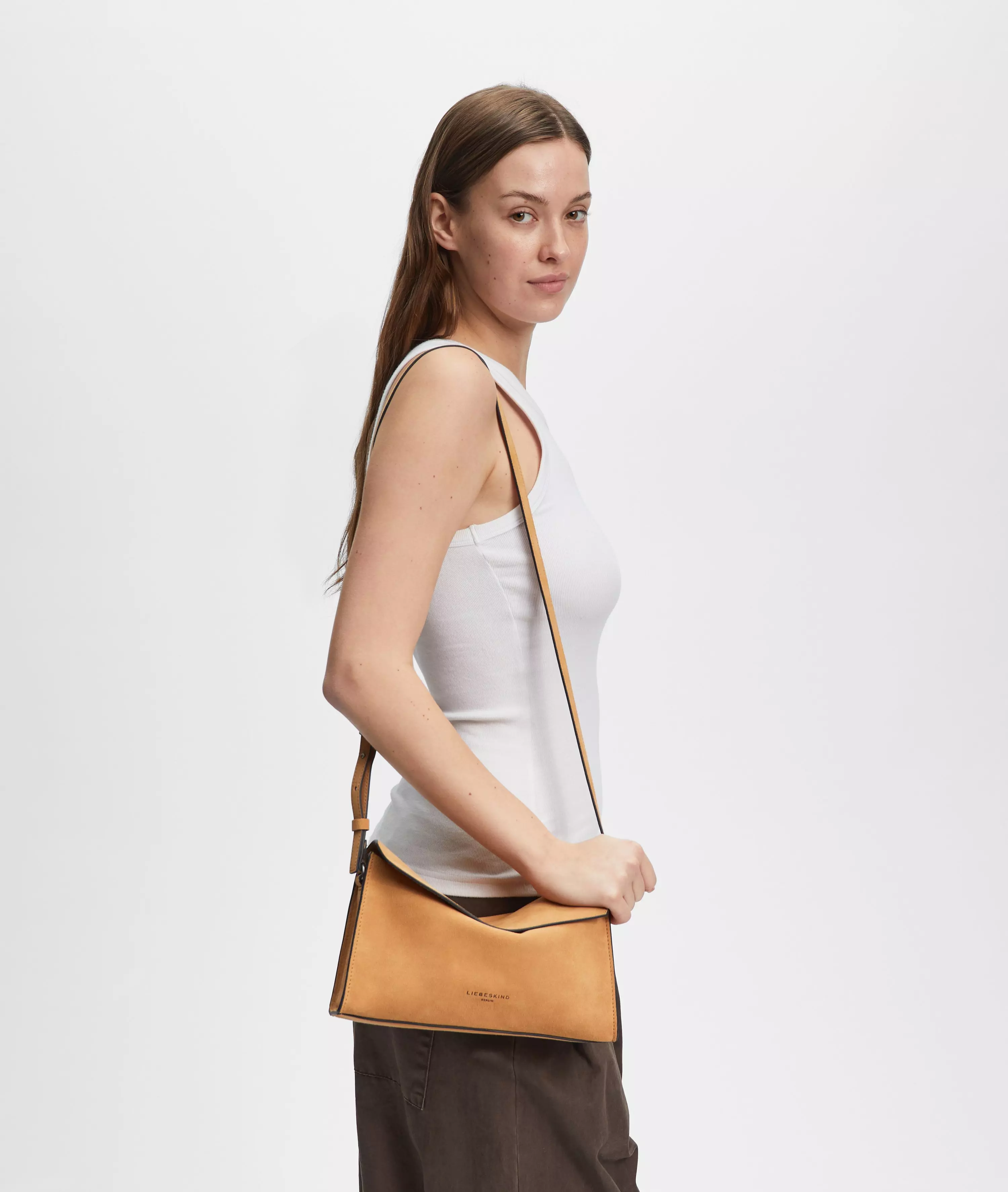 Lora Crossbody S Handy suede crossbody bag