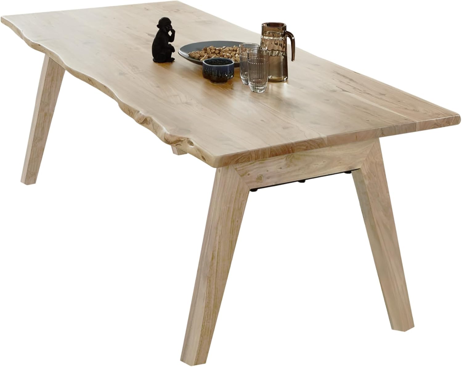 SAM Esstisch 120x80 cm Nelly, Akazienholz massiv & naturfarben, Baumkantentisch mit A-Holzgestell, echte Baumkante, pflegeleichter Holztisch