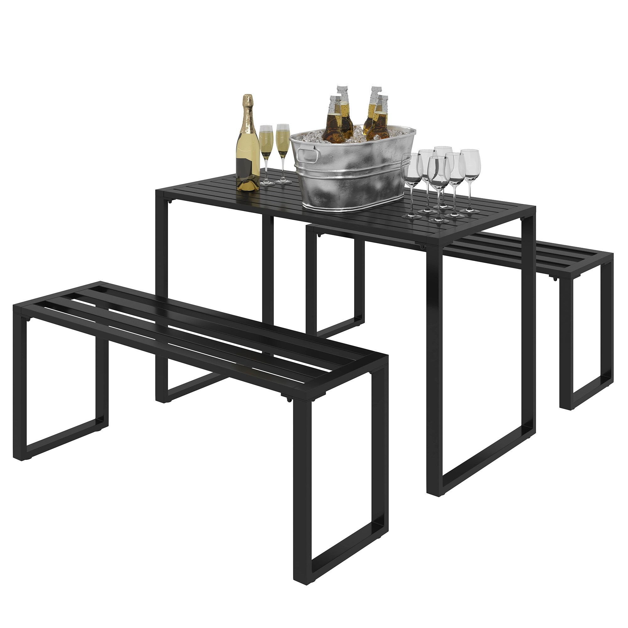 Outsunny Gartengarnitur als 3-teiliges Set schwarz
