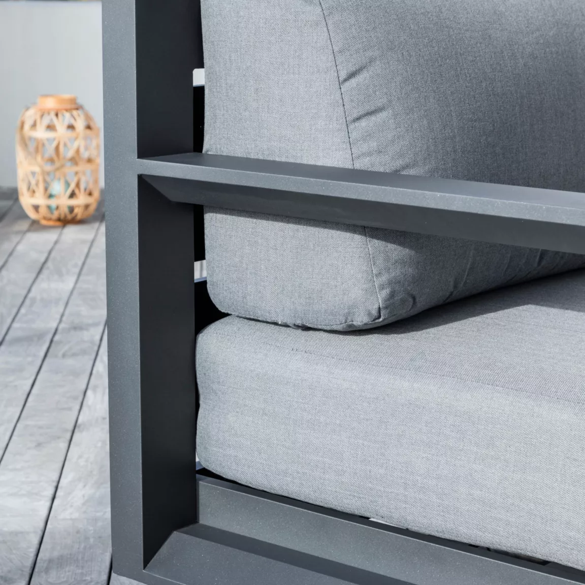 Salon de jardin d'angle aluminium 5 places Elba Gris anthracite