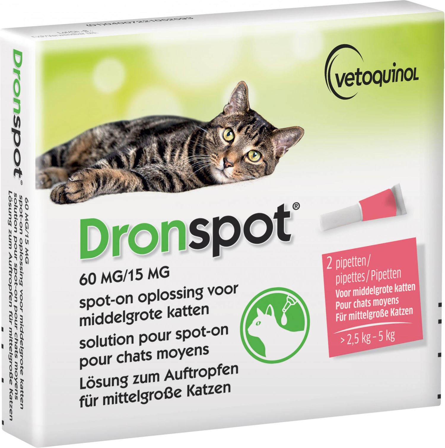 Dronspot ontwormingsmiddel kat middelgroot 2 stuks