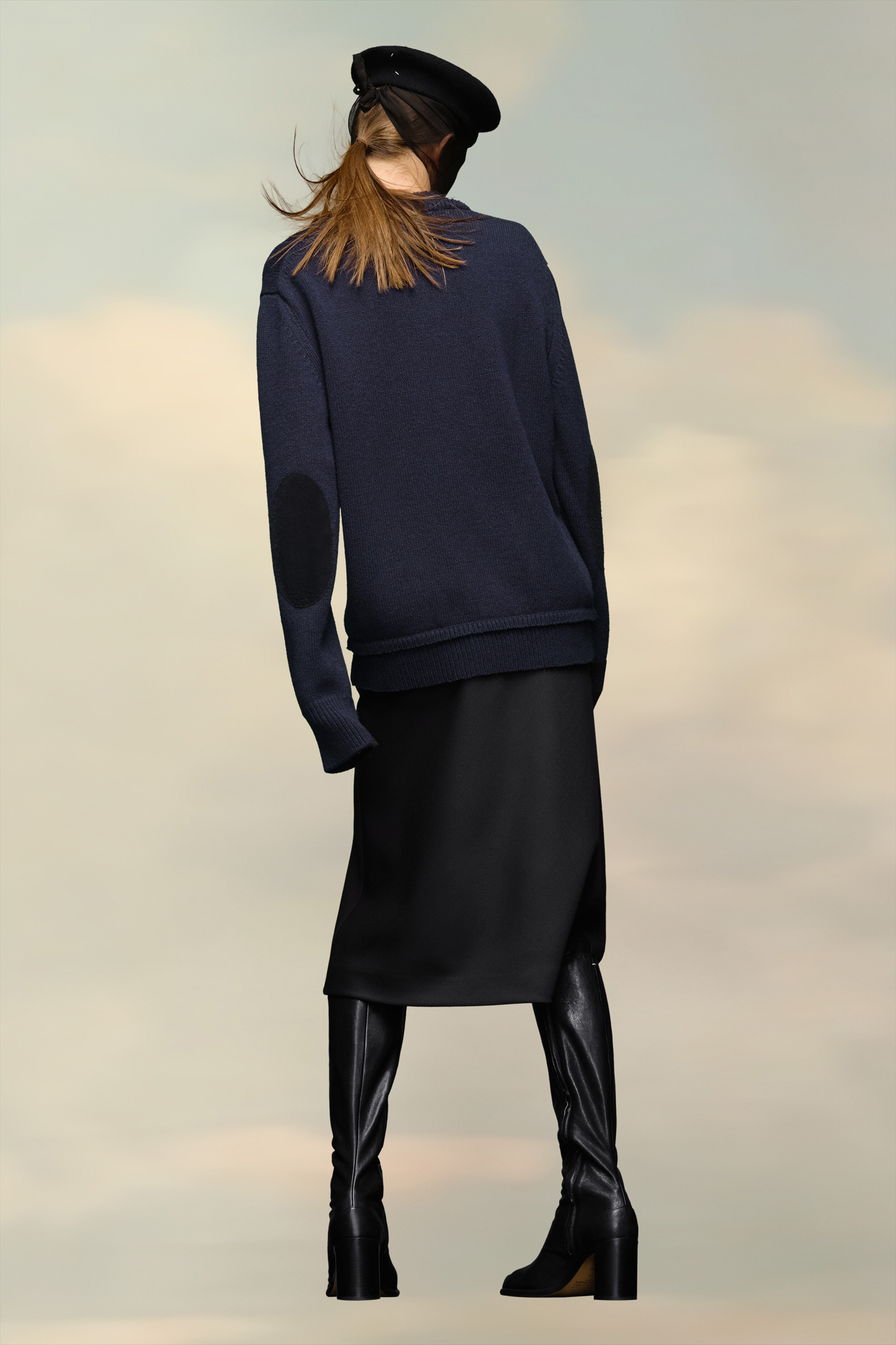 Pull avec coudières Bleu Navy