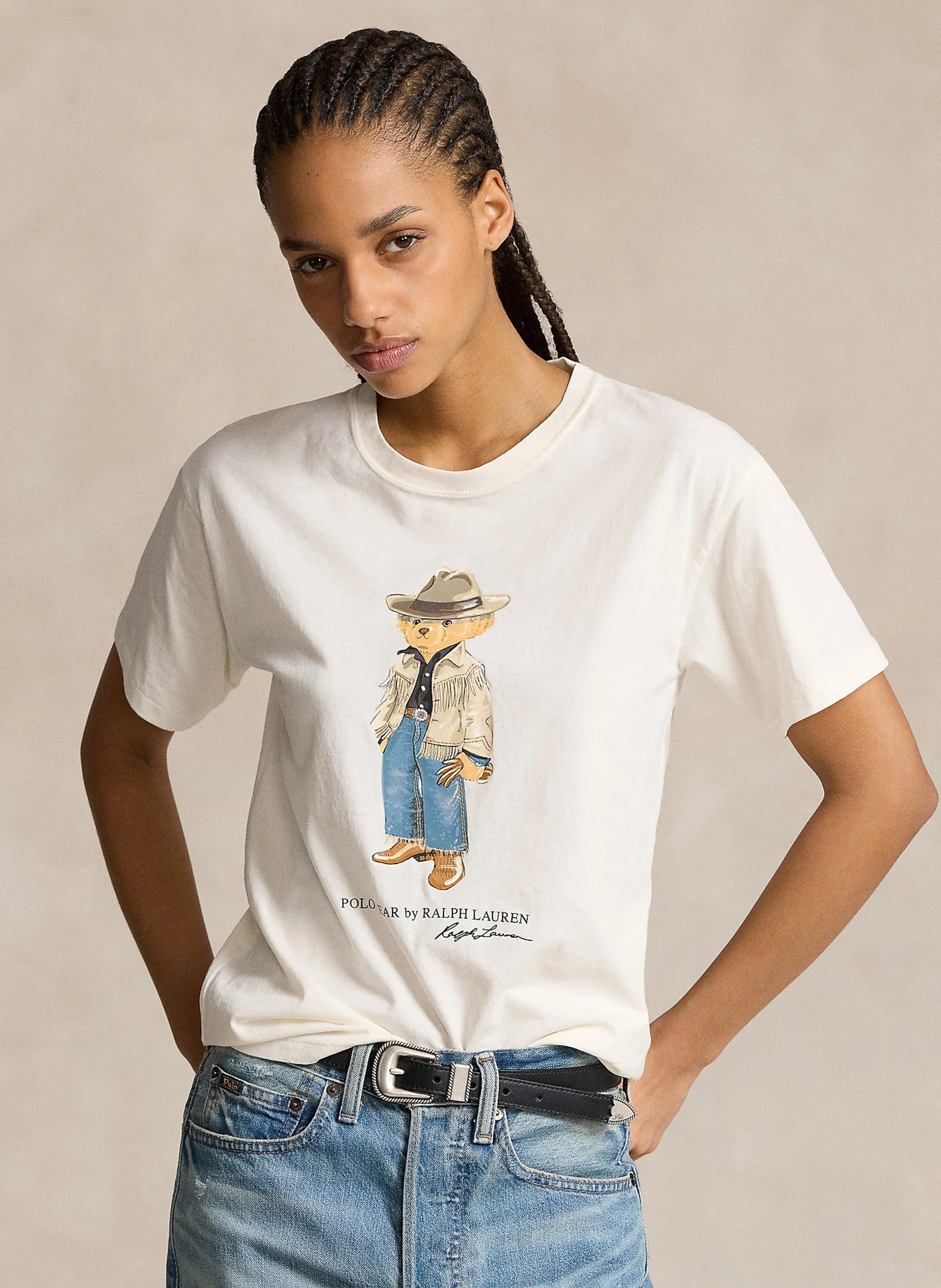 Tee-shirt col rond imprimé en coton | Blanc