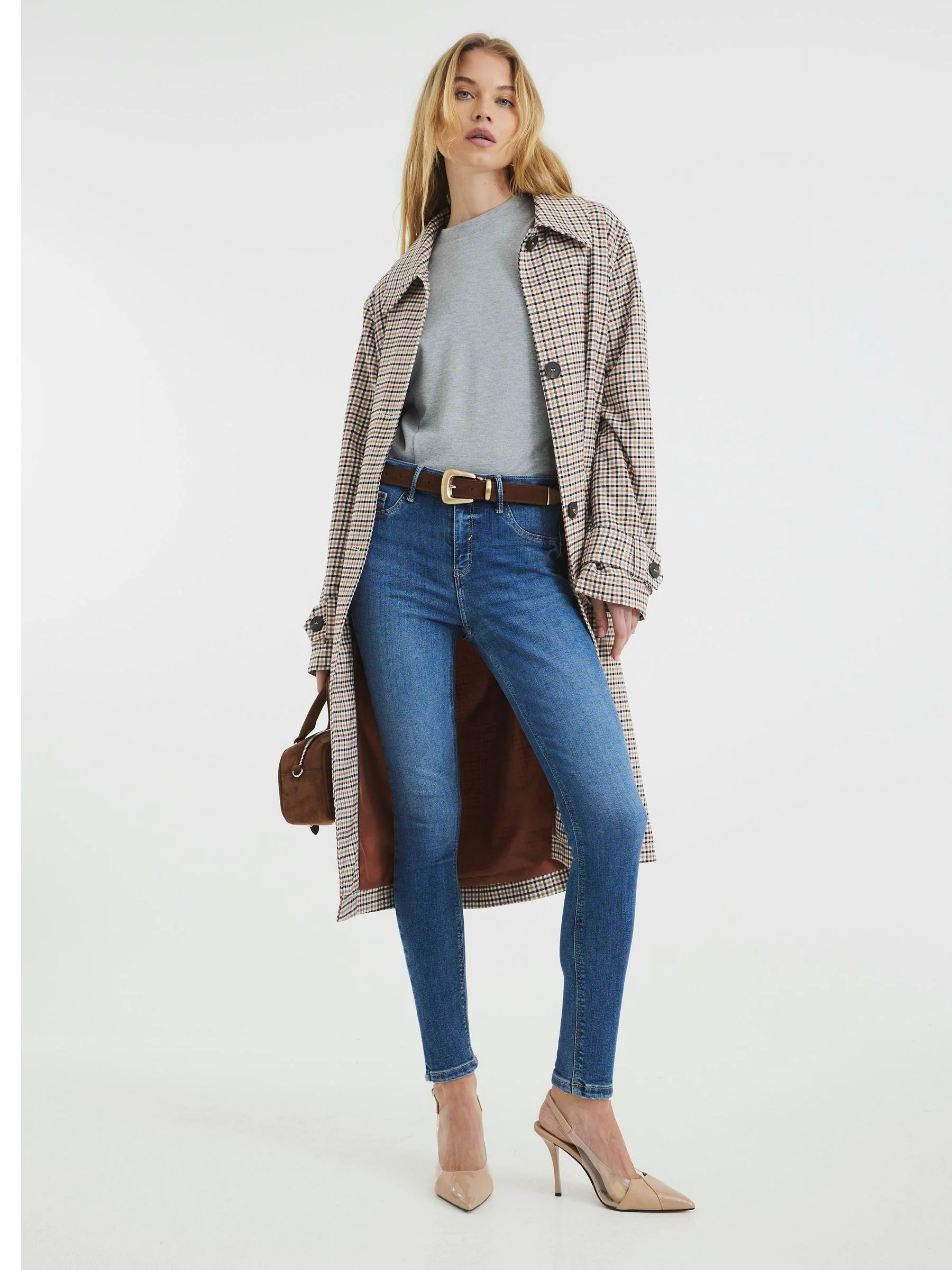 Donkerblauw - River Island - Billenvormgevende skinny jeans met halfhoge taille