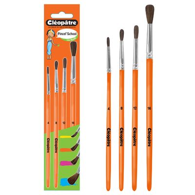 Cléopâtre - Pack de 4 pinceaux poil de poney - N°4, 8, 12 et 16