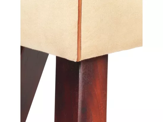 Banc saut de cheval 58 cm marron cuir véritable et manguier