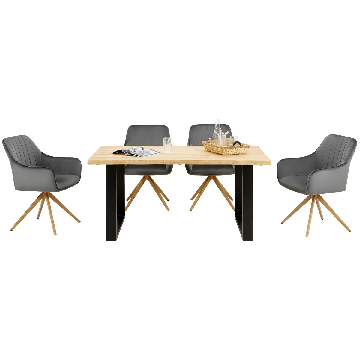 Esstisch James Wood 160 schwarz,Eiche