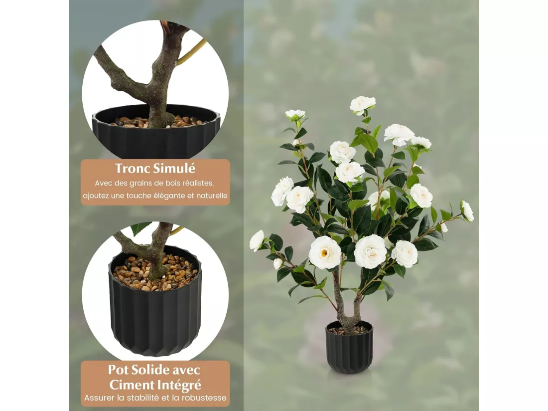 Plante artificielle à fausses fleurs de 95 cm,décoration de magasin bureau maison (blanc)