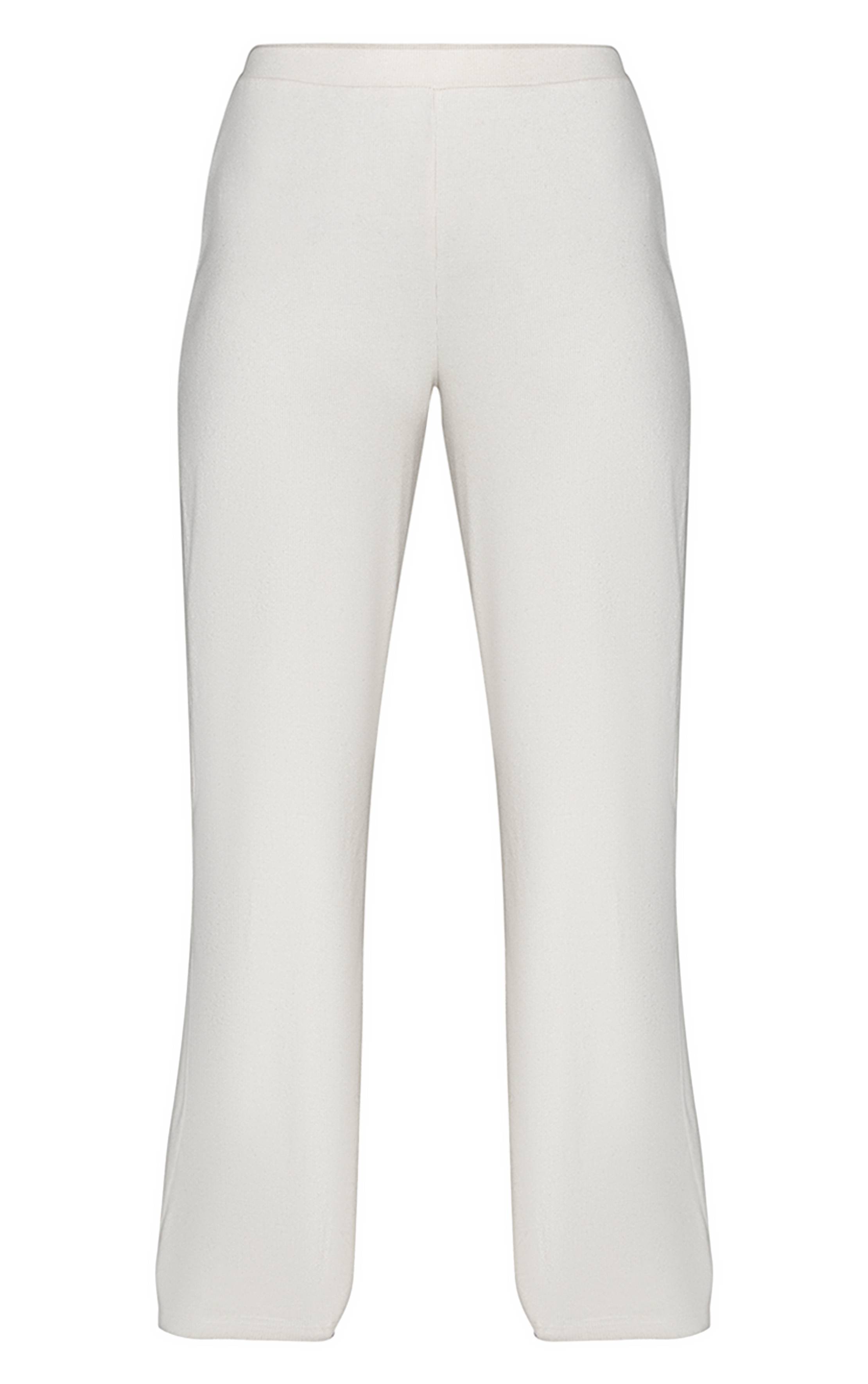 Crème Pantalon Large Côtelé Brossé