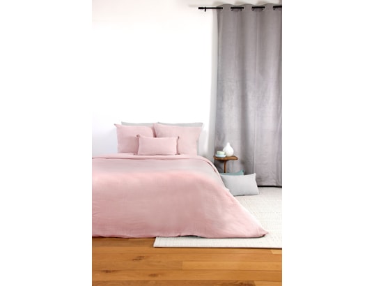 COTE DECO - Ensemble couette + 2 oreillers Parure de lit - double gaze de coton - 220 x 240 cm - rose