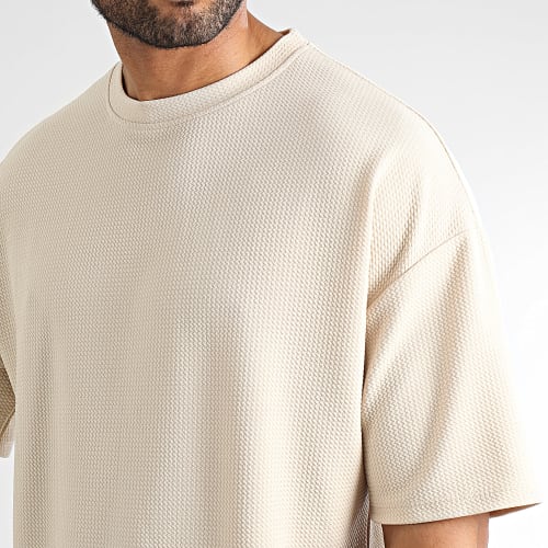 Lot De 2 Tee Shirt Texturé Waffle Large 0421 Noir Beige