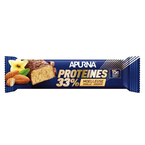 Barra de amêndoa e baunilha com alto teor de proteína Apurna Soft 45g