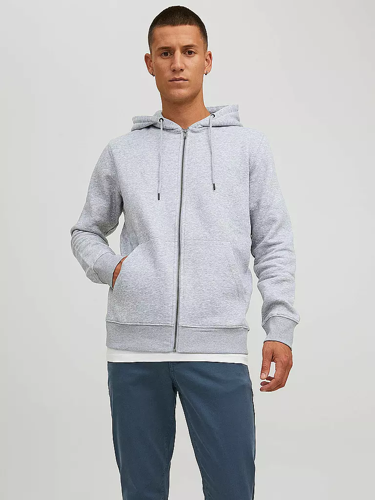 JACK & JONES Kapuzensweatjacke JJESTAR  grau