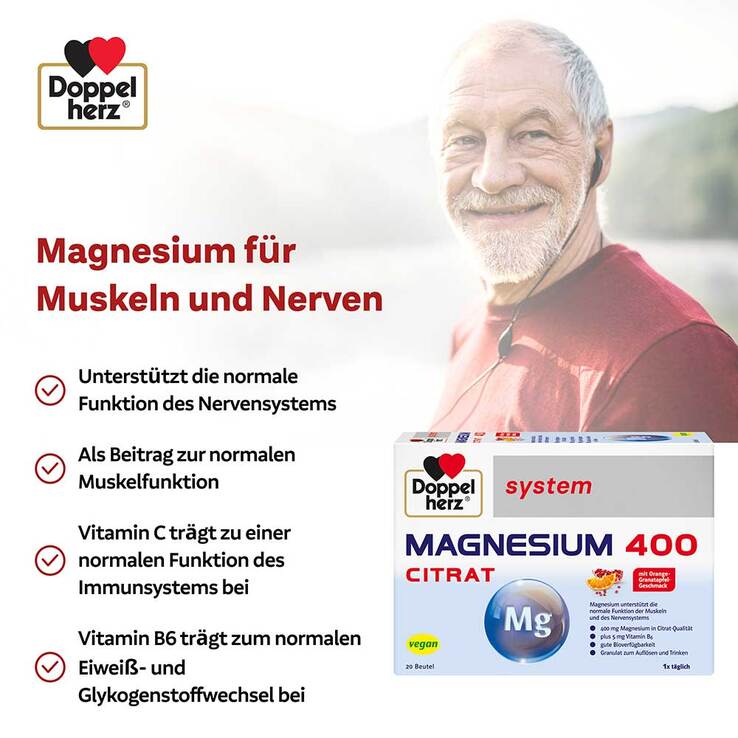 Doppelherz system Magnesium 400 Citrat Granulat, 40 St