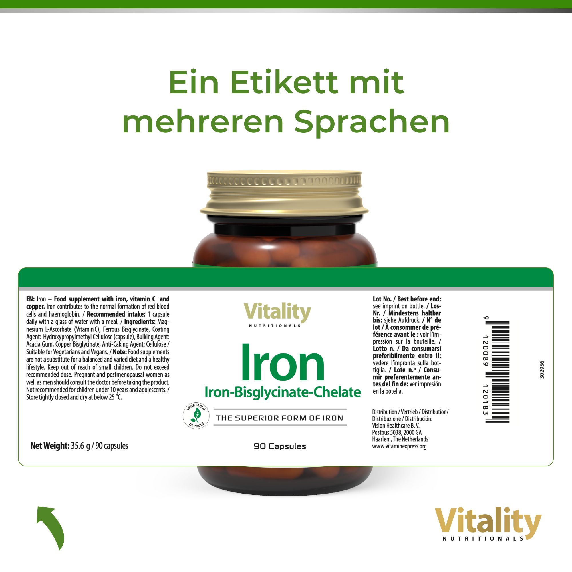 Vitality Nutritionals Eisen Bisglycinat Chelat