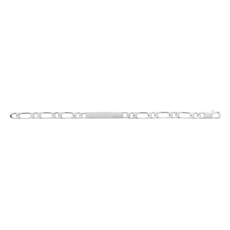 Gourmette Homme - Argent 925 - Cheval alternée 1+1 - Largeur : 6 mm - Longueur : 20 cm