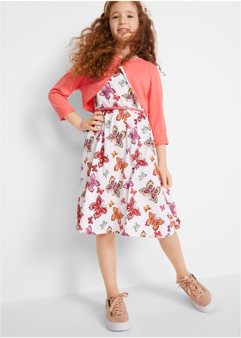 Robe fille + ceinture + boléro fille (Ens. 3 pces.)