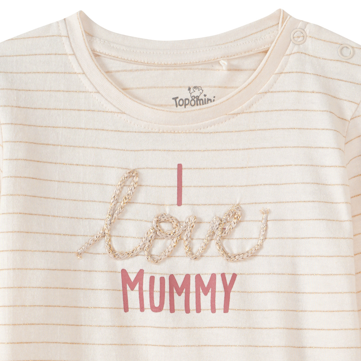 Topomini Baby Langarmshirt mit Kordel-Applikation creme / gold