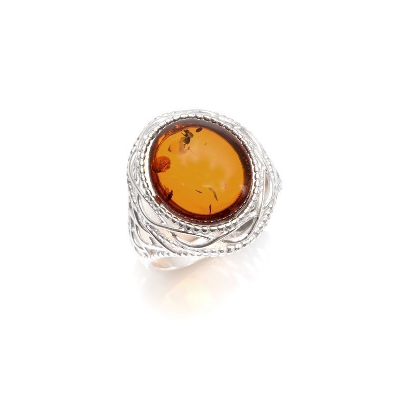 Bague argent 925 Ambre veritable de la mer Baltique