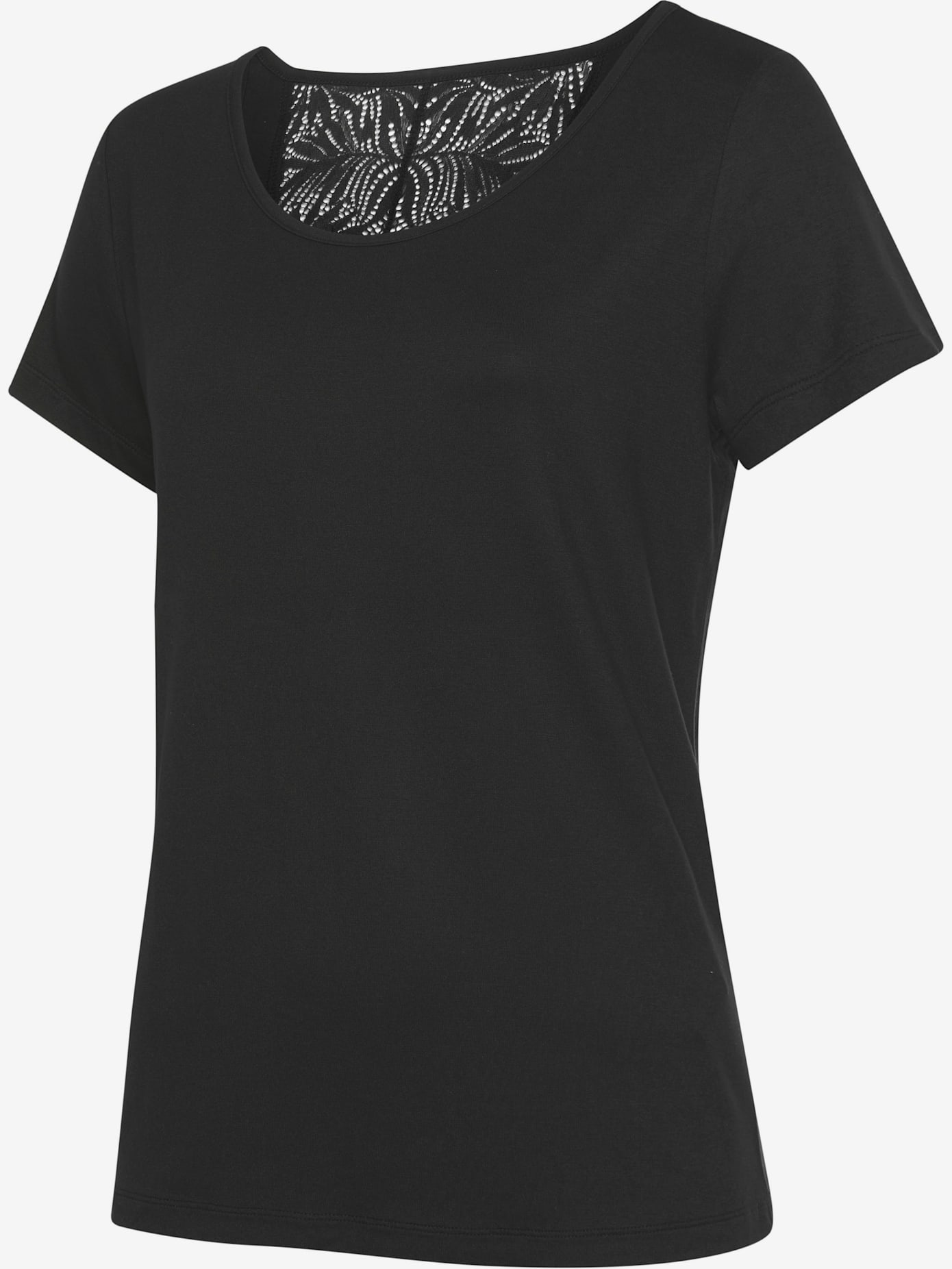 Haut de pyjama élégant t-shirt à manches courtes orné de détails en dentelle