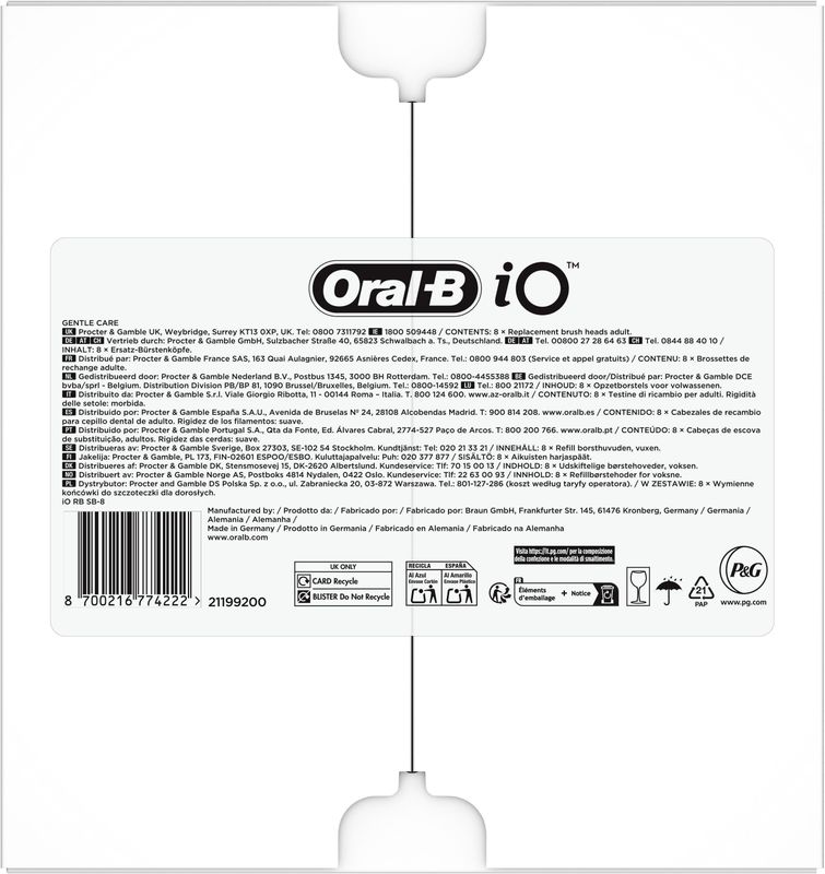 Oral-B - iO Gentle Care - Opzetborstels - Zwart - 8 Stuks