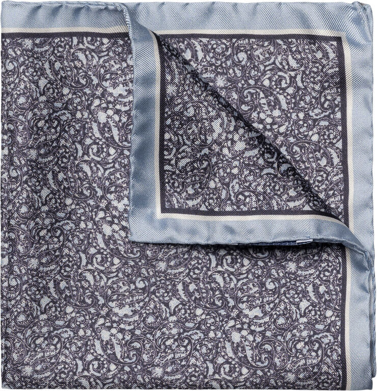 ETON Dark Blue Paisley Silk Pocket Square Blå