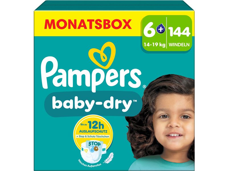 Pampers Windeln Baby Dry Extra Large Grösse 6 Monatsbox 14-19 kg, 144 Stück