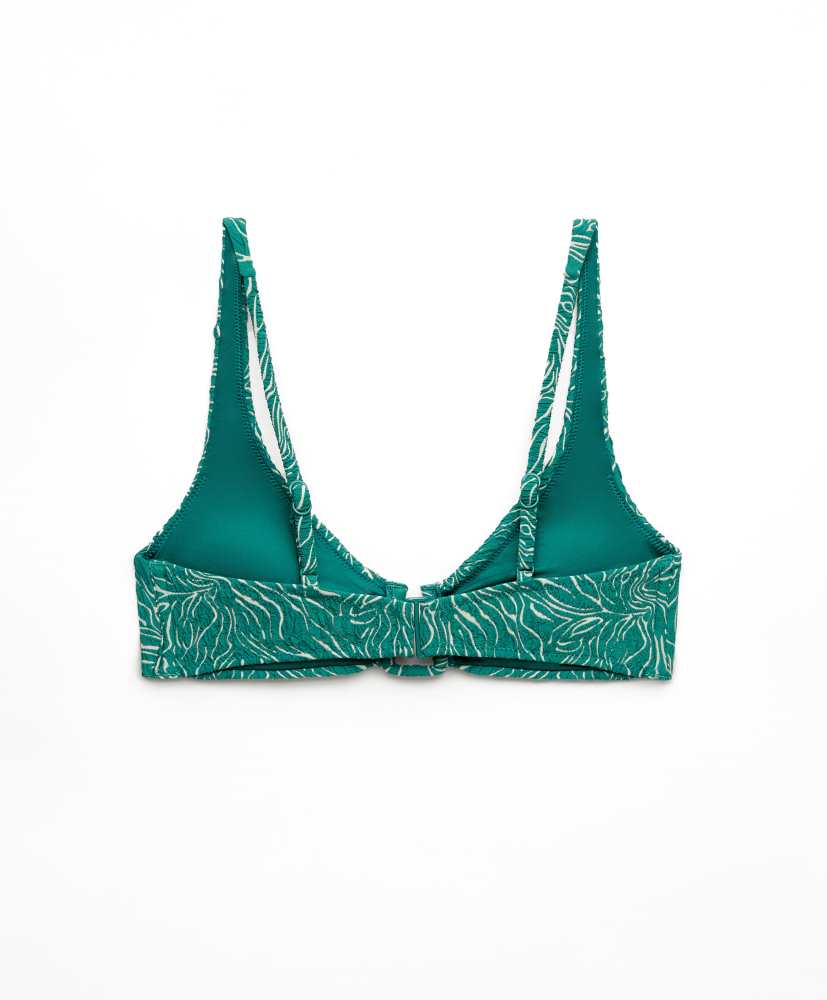Biquíni com top frente única e decote em U em jacquard