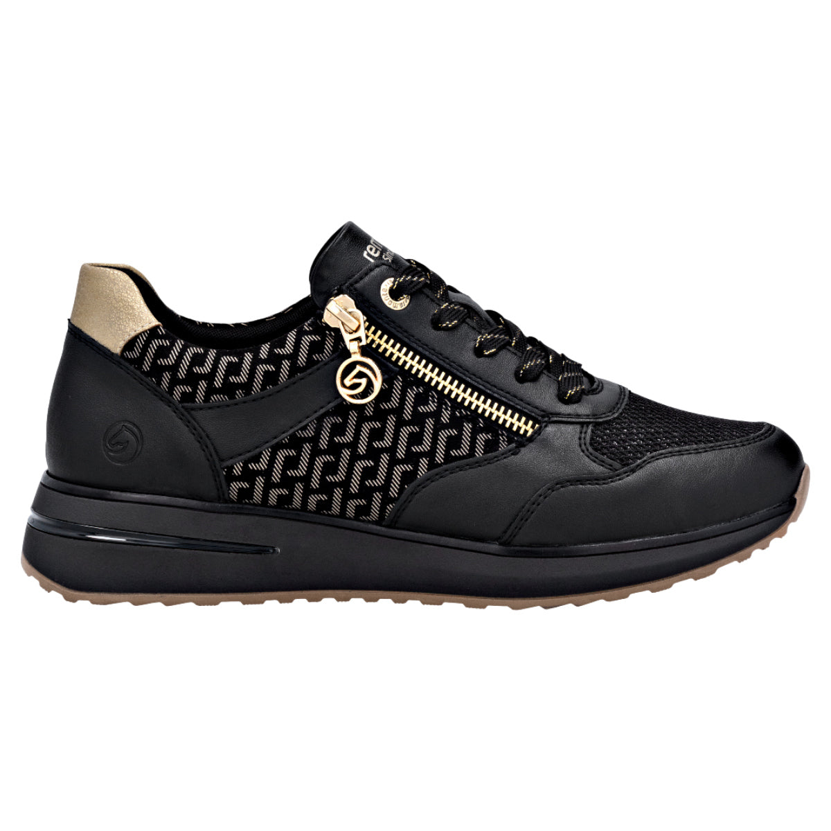 Soft sneakers, kvinder, sort/guld