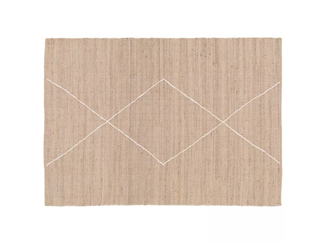Tapis en jute naturel à motif losange tissé main 200 x 290 cm
